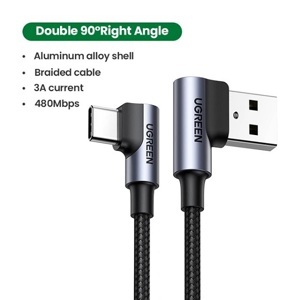 Cáp usb type C ra A Ugreen 20856 1M 2 đầu bẻ góc 90 độ