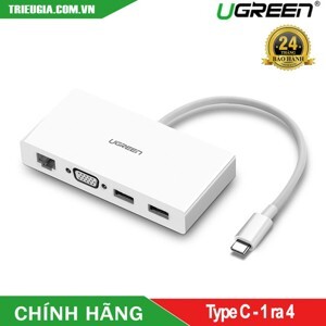 Cáp USB Type-C sang VGA, Lan 10/100Mbps, Hub USB 3.0 Ugreen UG-40378