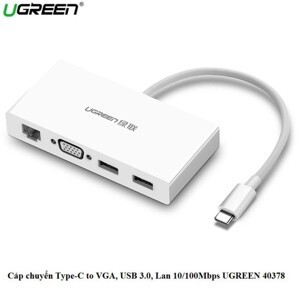 Cáp USB Type-C sang VGA, Lan 10/100Mbps, Hub USB 3.0 Ugreen UG-40378