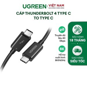 Cáp USB Type-C to USB Type-C Thunderbolt 4 dài 0.8m Ugreen 30389W