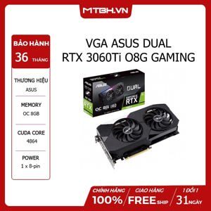 Card đồ họa - VGA Asus Dual GeForce RTX 3060 Ti OC Edition O8GB GDDR6