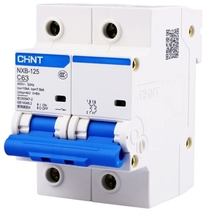 Cầu dao MCB Chint NXB-125 - 2P, 63A, 10KA