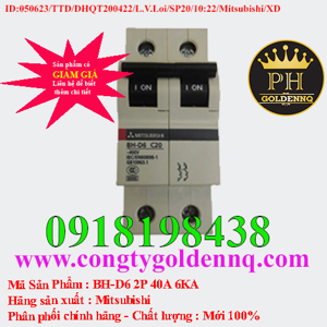 Cầu dao MCB Mitsubishi BH-D6 C N - 40A 6kA 2P