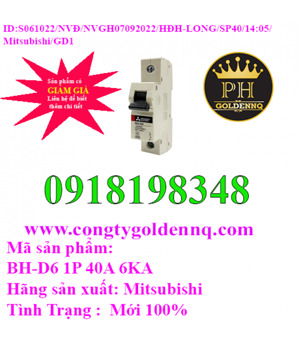 Cầu dao MCB Mitsubishi BH-D6 C N - 40A 6kA 1P