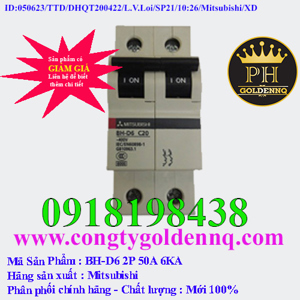 Cầu dao MCB Mitsubishi BH-D6 C N - 50A 6kA 2P