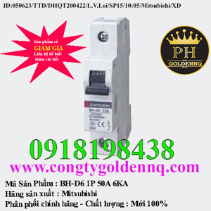 Cầu dao MCB Mitsubishi BH-D6 C N - 50A 6kA 1P