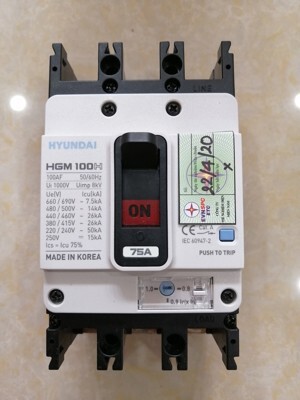 Cầu dao MCCB Huyndai HGM100H-F - 3P 75A 26kA