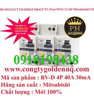 Cầu dao MCCB Mitsubishi BV-D - 40A 30mA 4P