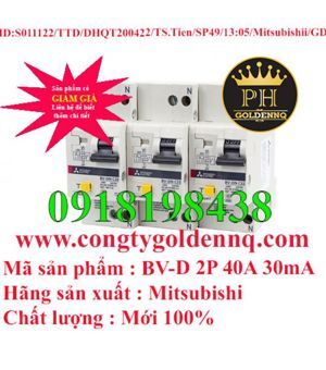 Cầu dao MCCB Mitsubishi BV-D - 40A 30mA 2P