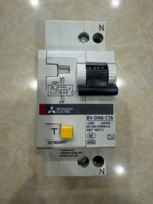 Cầu dao Mitsubishi BV-DN6 - 16A 100mA 6kA 1P