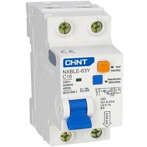 Cầu dao RCBO Chint NXBLE-63Y - 1P+N 16A 30mA