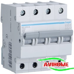 Cầu dao tự động MCB 4P 63A Hager MU463A