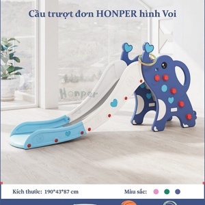 Cầu Trượt Cho Bé Hình Voi Con Có Ném Bóng Rổ KT011 (HQ028)