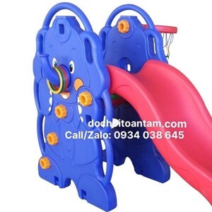 Cầu Trượt Cho Bé Hình Voi Con Có Ném Bóng Rổ KT011 (HQ028)