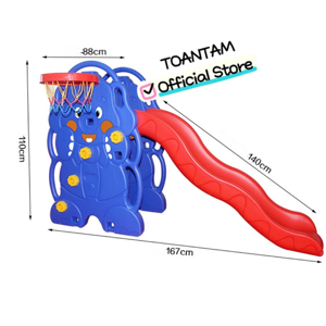 Cầu Trượt Cho Bé Hình Voi Con Có Ném Bóng Rổ KT011 (HQ028)
