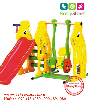 Cầu trượt con thỏ có bóng rổ cầu trượt xích đu SL-08