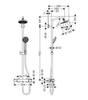 Cây sen tắm đứng Hafele Crometta 589.54.003