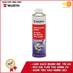 Chai xịt vệ sinh họng ga, bướm ga cao cấp Wurth WU-VHG500