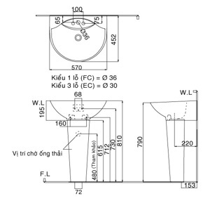 Chân chậu rửa inax L-288VD