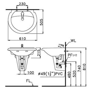 Chân ngắn lavabo Caesar P2439