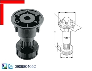 Chân nhựa đen 120mm Hafele 637.45.344