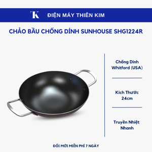 Chảo bầu chống dính Sunhouse SHG1224R