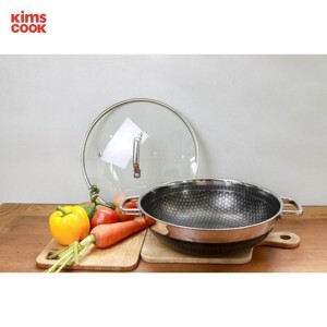 Chảo Blackcube inox 3 lớp đáy từ chống dính Kims Cook - 30cm