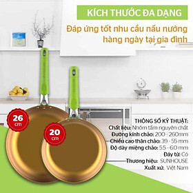 Chảo cặp chống dính đáy từ Sunhouse SHG112026MGC