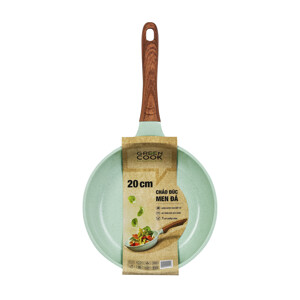 Chảo đúc đáy từ chống dính men đá ceramic xanh ngọc 20 cm Green Cook GCP06-20IH