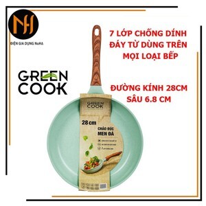 Chảo đúc đáy từ chống dính men đá ceramic 28 cm Green Cook GCP06-28IH