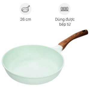 Chảo đúc đáy từ chống dính men đá ceramic xanh ngọc 26 cm Green Cook GCP06-26IH