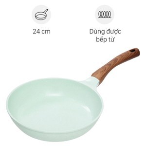 Chảo đúc đáy từ chống dính men đá ceramic xanh ngọc 24 cm Green Cook GCP06-24IH