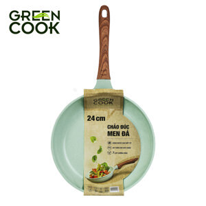 Chảo đúc đáy từ chống dính men đá ceramic xanh ngọc 24 cm Green Cook GCP06-24IH