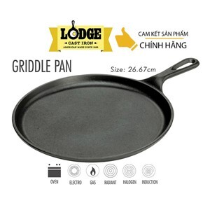 Chảo gang đáy phẳng Lodge L9OG3 - 26.67cm