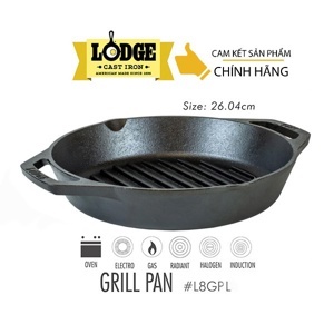 Chảo gang nướng Lodge hai tay cầm có rãnh tròn 26cm