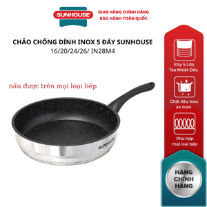 Chảo inox 5 đáy Sunhouse IN16M4 16cm