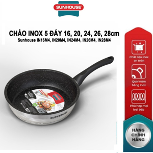 Chảo inox 5 đáy Sunhouse IN24M4 24cm