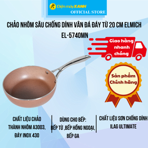 Chảo nhôm chống dính đáy từ 20 cm Elmich EL-5740MN