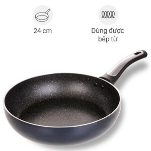 Chảo nhôm chống dính đáy từ phủ vân đá 24cm Delites CS001-24