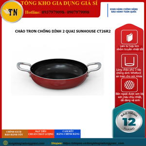 Chảo trơn chống dính 2 quai Sunhouse CT26R2