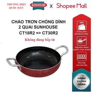 Chảo trơn chống dính 2 quai Sunhouse CT26R2