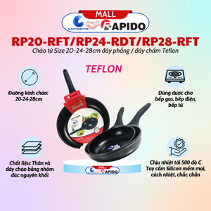 Chảo từ Rapido đáy phẳng Teflon RP24-RDT
