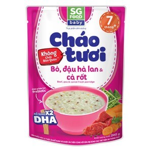 Cháo tươi baby bò đậu Hà Lan cà rốt SG Food gói 240g (trên 10 tháng)