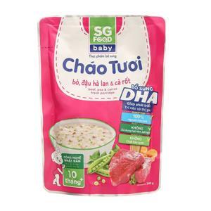 Cháo tươi baby bò đậu Hà Lan cà rốt SG Food gói 240g (trên 10 tháng)