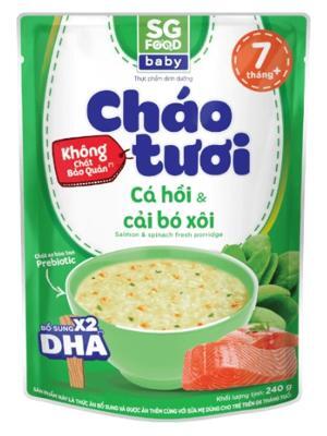 Cháo tươi cá hồi và cải bó xôi SG Food gói 240g (Trên 10 tháng)