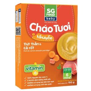 Cháo tươi trẻ em SG Food nhuyễn thịt thăn cà rốt hộp 150g