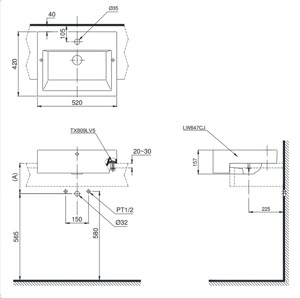 Chậu bán âm bàn Toto LW647CJWF