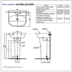 Chậu chân lửng Toto LW196K/LW196HFK