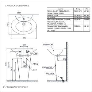 Chậu chân lửng ToTo LW908CKS/LW908HFKS