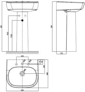 Chậu lavabo American standard 0955-WT + 0765-WT